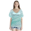 Texture Seawall Ink Wall Painting V-Neck Flutter Sleeve Top View1