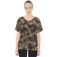 Honeycomb Beehive Nature V-neck Dolman Drape Top by Nexatart