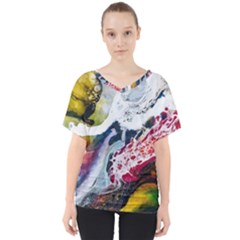 Abstract Art Detail Painting V-neck Dolman Drape Top by Nexatart