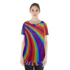 Abstract Pattern Lines Wave Skirt Hem Sports Top by Nexatart