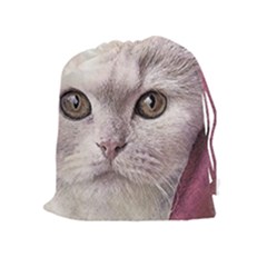 Cat Pet Cute Art Abstract Vintage Drawstring Pouches (extra Large) by Nexatart