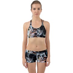 Abstract Flow River Black Back Web Sports Bra Set by Nexatart