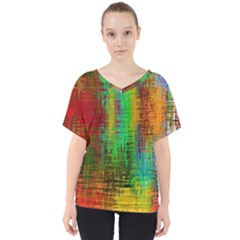 Color Abstract Background Textures V-neck Dolman Drape Top by Nexatart