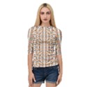 Multicolored Geometric Pattern  Quarter Sleeve Raglan Tee View1