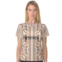 Multicolored Geometric Pattern  V-Neck Sport Mesh Tee View1