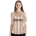 Multicolored Geometric Pattern  Butterfly Sleeve Cutout Tee  View1