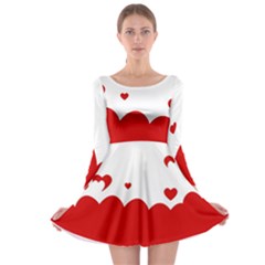 Heart Shape Background Love Long Sleeve Skater Dress by Nexatart