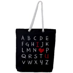 Love Alphabet Full Print Rope Handle Tote (large) by Valentinaart