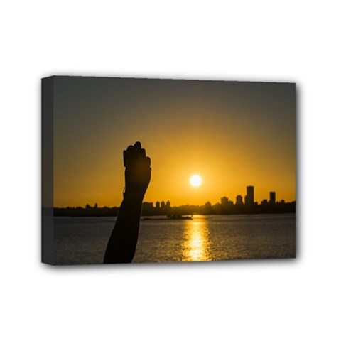 Sunset Cityscape Scene, Montevideo, Uruguay11 Mini Canvas 7  X 5  by dflcprints