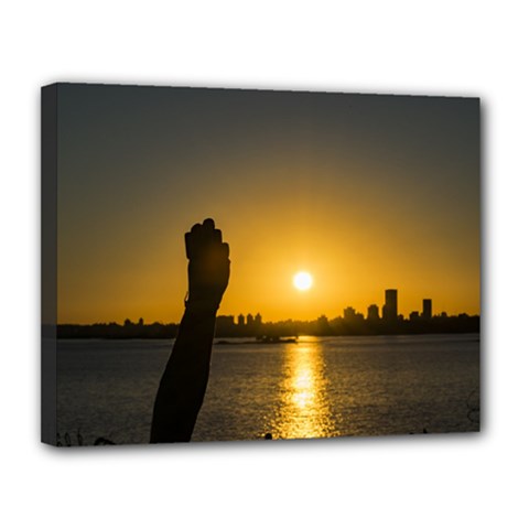 Sunset Cityscape Scene, Montevideo, Uruguay11 Canvas 14  X 11  by dflcprints