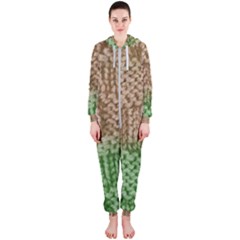 Knitted Wool Square Beige Green Hooded Jumpsuit (ladies)  by snowwhitegirl