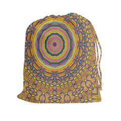 Wood Festive Rainbow Mandala Drawstring Pouches (xxl) by pepitasart