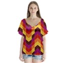 Geometric Pattern Triangle V-Neck Flutter Sleeve Top View1