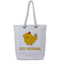 Go Vegan - Cute Chick  Full Print Rope Handle Tote (small) by Valentinaart