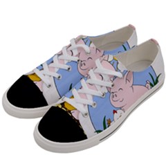 Friends Not Food - Cute Pig And Chicken Women s Low Top Canvas Sneakers by Valentinaart