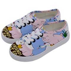 Friends Not Food - Cute Pig And Chicken Kids  Classic Low Top Sneakers by Valentinaart