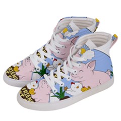 Friends Not Food - Cute Pig And Chicken Men s Hi-top Skate Sneakers by Valentinaart