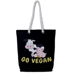 Friends Not Food - Cute Cow, Pig And Chicken Full Print Rope Handle Tote (small) by Valentinaart