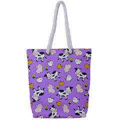The Farm Pattern Full Print Rope Handle Tote (small) by Valentinaart