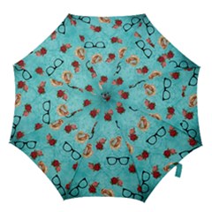 Vintage Glasses Blue Hook Handle Umbrellas (small) by snowwhitegirl