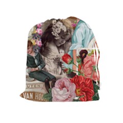Victorian Collage Drawstring Pouches (extra Large) by snowwhitegirl