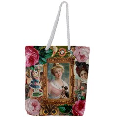 Victorian Collage Of Woman Full Print Rope Handle Tote (large) by snowwhitegirl