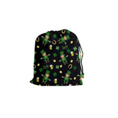 St Patricks Day Pattern Drawstring Pouches (small)  by Valentinaart