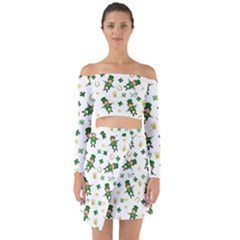 St Patricks Day Pattern Off Shoulder Top With Skirt Set by Valentinaart