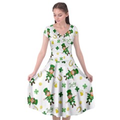 St Patricks Day Pattern Cap Sleeve Wrap Front Dress by Valentinaart