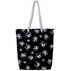 Panda Pattern Full Print Rope Handle Tote (small) by Valentinaart