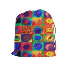 Water Color Eggs Tile Drawstring Pouches (extra Large) by snowwhitegirl