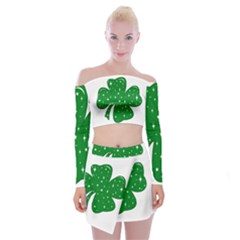 Sparkly Clover Off Shoulder Top With Mini Skirt Set by Valentinaart