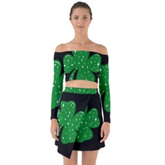 Sparkly Clover Off Shoulder Top With Skirt Set by Valentinaart