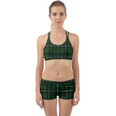 Green Plaid Pattern Back Web Sports Bra Set by Valentinaart