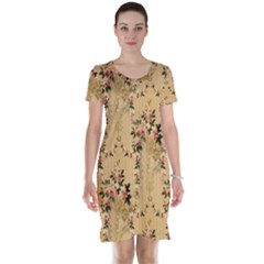 Vintage Floral Pattern Short Sleeve Nightdress by paulaoliveiradesign
