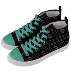 Dark Ethnic Stars Motif Pattern Women s Mid-top Canvas Sneakers by dflcprints