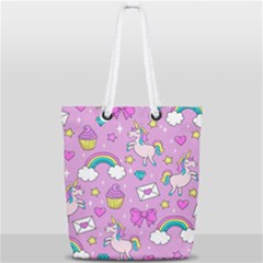 Cute Unicorn Pattern Full Print Rope Handle Tote (small) by Valentinaart