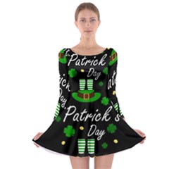 St Patricks Leprechaun Long Sleeve Skater Dress by Valentinaart