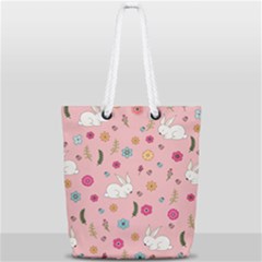 Easter Bunny  Full Print Rope Handle Tote (small) by Valentinaart
