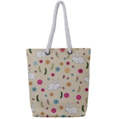 Easter Bunny  Full Print Rope Handle Tote (small) by Valentinaart