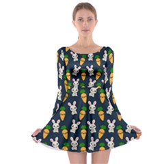 Easter Kawaii Pattern Long Sleeve Skater Dress by Valentinaart
