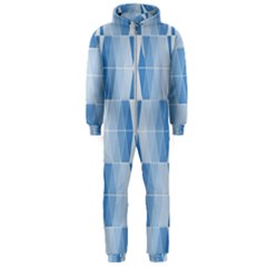 Blue Monochrome Geometric Design Hooded Jumpsuit (men)  by Nexatart