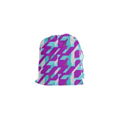 Fabric Textile Texture Purple Aqua Drawstring Pouches (xs)  by Nexatart