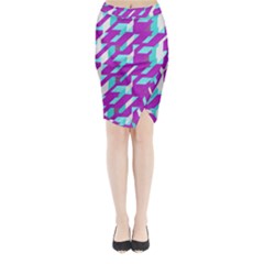 Fabric Textile Texture Purple Aqua Midi Wrap Pencil Skirt by Nexatart