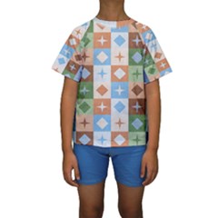 Fabric Textile Textures Cubes Kids  Short Sleeve Swimwear by Nexatart