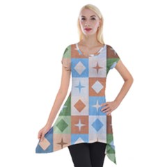 Fabric Textile Textures Cubes Short Sleeve Side Drop Tunic by Nexatart