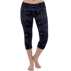 Dark Ethnic Sharp Pattern Capri Yoga Leggings by dflcprints