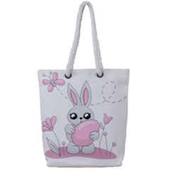 Easter Bunny  Full Print Rope Handle Tote (small) by Valentinaart