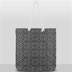 Black And White Tribal Print Full Print Rope Handle Tote (large) by dflcprints