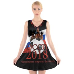 Russia Football World Cup V-neck Sleeveless Skater Dress by Valentinaart